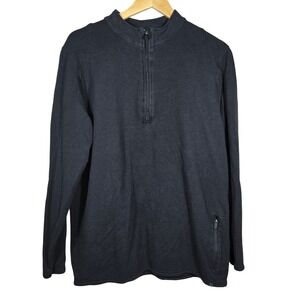 Tasc Performance Mens Black‎ Bamboo Organic Cotton 1/4 Zip Pullover Size L FA21